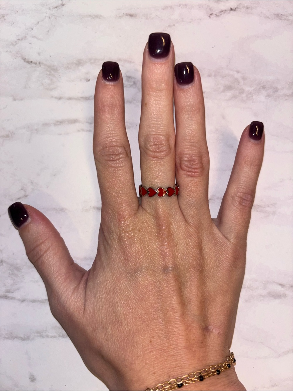 Pura Vida Red Heart Link Ring
